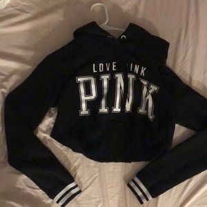 *pink* love pink crop top with hood